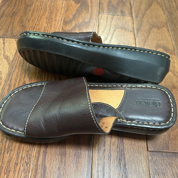 Born Dark Brown Leather Slide Wedge Sandals - size 8 - Picture 5 of 10